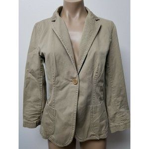 J. CREW Single Button Khaki Blazer Jacket Coat Womens Sz TM Green Label